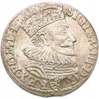 Zygmunt III Waza, trojak 1594 Malbork, OTWARTY PIERŚCIEŃ, PIĘKNY, R3!
