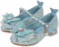 BŁYSZCZĄCE PANTOFELKI BALERINKI BUCIKI WIZYTOWE DLA DZIEWCZYNKI BŁĘKITNE