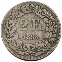 45816. Szwajcaria, 2 franki, 1894r. - Ag