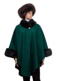 Etola ponczo z dodatkami eko futra narzutka wiosna jesień uniwersalne