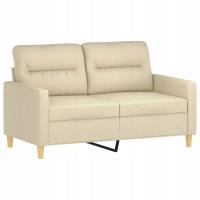 2-osobowa sofa, kremowa, 120 cm, tapicerowana tkaniną