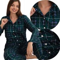 PIŻAMA DAMSKA DWUCZĘŚCIOWA BAWEŁNIANE CAŁA ROZPINANA DŁUGI RĘKAW SPODNIE