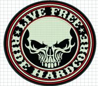 Naszywka Live free ride hardcore rozmiar: mały, kolor: szary