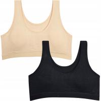 BIUSTONOSZ STANIK TOP DZIECIĘCY BAWEŁNA CIELISTY CZARNY 140-152 - 2 SZTUKI