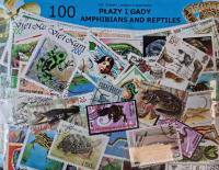 Zestaw 100 znaczków pocztowych - GADY I PŁAZY