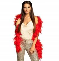 SZAL BOA Z PIÓR CZERWONY LATA 20-TE 180CM - PIÓRA