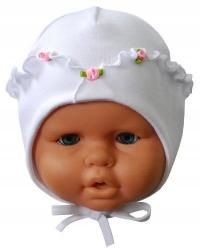 MK Golińscy Czapka niemowlęca biała bawełniana 44 cm