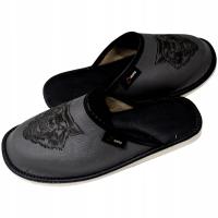 МУЖСКИЕ ТАПОЧКИ ДОМАШНИЕ ТАПОЧКИ ДАНТЕ КОЖА ВОЛК ПОДАРОК