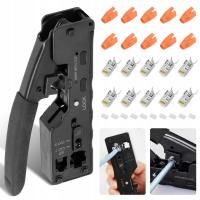 ZESTAW NARZĘDZI SIECIOWYCH NARZĘDZIE DO ZACISKANIA RJ45 ZDZIERANIE DRUTU CIĘCIE PIONOWE ZACISKANIE