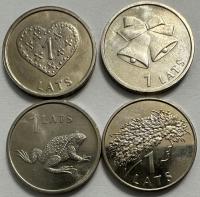 1 łat ŁOTWA 2006-2012 4 monety okolicznościowe Wianek Ropucha Serce Dzwonki