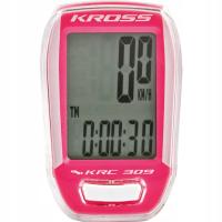 KROSS licznik KRC 309 przewodowy bialo-różowy
