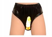 Трусики с пенисом фаллоимитатор винил сдержанный латекс Wetlook Lack