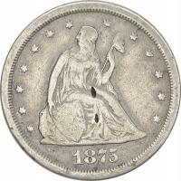 4.fu.USA, 20 CENTÓW 1875 S rzadka