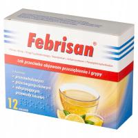 Febrisan (750mg + 60 mg + 10 mg)/5 g proszek musujący cytrynowy 12 saszetek