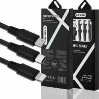 JEDNOCZESNE ŁADOWANIE KABEL 3w1 USB - USB typ C / microUSB / Lightning | 1m