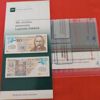 Banknot 20 zł Piłsudski Niepodległość Legiony wraz z folderem nr nieznany