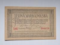 Polska 1 marka 1919 rok. Seria IAK - Ładny STAN !!! - RZADKI !!!
