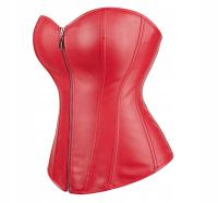 СЕКСУАЛЬНЫЙ КРАСНЫЙ КОЖАНЫЙ КОРСЕТ ЭКОКОЖА М