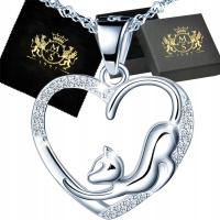 На День Матери-Кошка Сердце Серебряное Ожерелье Кулон Кулон 925