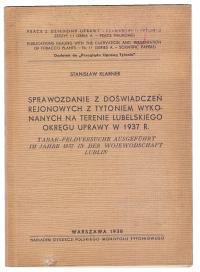 Sprawozdanie z doświadczeń rejonowych z tytoniem w