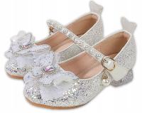 BŁYSZCZĄCE PANTOFELKI BALERINKI BUCIKI WIZYTOWE DLA DZIEWCZYNKI LODOWE