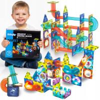 KLOCKI MAGNETYCZNE KONSTRUKCYJNE ŚWIECĄCE TOR EDUKACYJNE PANELE 75 el. 3D