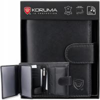 Кошелек мужской кожаный RFID защита кредитных карт копейки вместительный / KORUMA