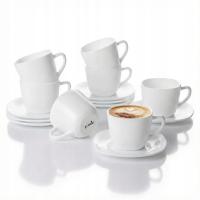 Кофейные чашки 220 мл набор белый квадратный с блюдцем ODERIS Porcello