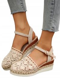 SHEIN BEŻOWE ESPADRYLE DAMSKIE Z KORONKOWĄ CHOLEWKĄ I KLAMRĄ 43 11EC