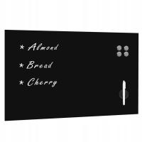 Solidna Ścienna tablica magnetyczna, szklana, czarna, 100 x 60 cm