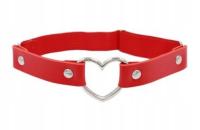 PODWIĄZKA DAMSKA MŁODZIEŻOWA SERCE CZERWONA ECO SKÓRA EMO 353