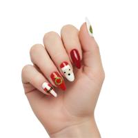 TIPSY ŚWIĄTECZNE SZTUCZNE PAZNOKCIE 24 szt. MIKOŁAJ ŚWIĘTA - MIGDAŁ - FD41