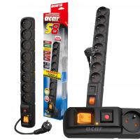 Удлинитель для защиты от перенапряжения, удлинитель Acar 3 м 8 шт. розетки черный