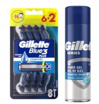 GILLETTE ZESTAW BLUE3 8 MASZYNEK+ ŻEL GOLENIA NAWILŻAJĄCY 200ml