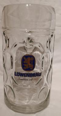 UZYWANY KUFEL 1 LITR OKTOBERFEST LOWENBRAU 1995 ROK ORYGINALNY Z MONACHIUM