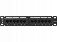 Patch Panel 12 Port 1U 10 cali kategoria 5e czarny