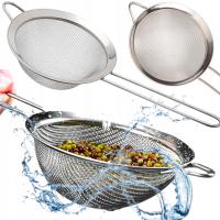 SITKO KUCHENNE METALOWE DO GOTOWANIA CEDZAK DURSZLAK Z RĄCZKĄ DUŻE 21 CM