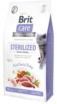 BRIT CARE CAT GF STERILIZED WEIGHT CONTROL kaczka indyk 7KG + GRATIS