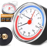 TERMOMANOMETR 1/2'' Termometr Manometr 0-6 BAR 120° C AXIALNY TYLNY 0S-T