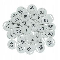 Numerki do kluczy 1-50 Breloki do hotelu szafki siłowni biura 50szt Białe
