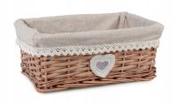 WIKLINOWY KOSZYK Z MATERIAŁEM DO PRZECHOWYWANIA, GARDEROBY 30x20x12 cm