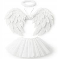 STRÓJ ANIOŁA SKRZYDŁA AUREOLA SPÓDNICZKA ANIOŁKA ZESTAW ANIOŁA JASEŁKA BAL