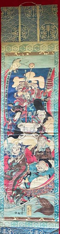 Drzeworyt japoński - Yoshitora, Siedmioro bogów szczęścia, 1878 rok, E0426