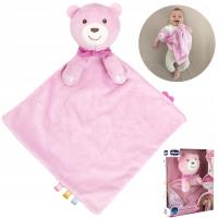 MIĘKKI PLUSZOWY WELUROWY MIŚ MASKOTKA PRZYTULANKA KOCYK RÓŻOWY CHICCO