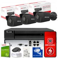 Monitoring IP Hikvision 4MPx zestaw 3 kamer zewnętrznych CZARNE + dysk 1TB