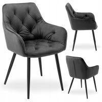 СТЕГАНОЕ ВЕЛЮРОВОЕ КРЕСЛО ДЛЯ ГОСТИНОЙ, КУХНИ, СТОЛОВОЙ, ЧЕРНЫЕ НОЖКИ