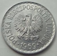 A - Polska - PRL - 1 złoty - 1969 - aluminium