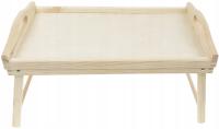 Rozkładany Stolik Śniadaniowy Taca Drewno Surowe