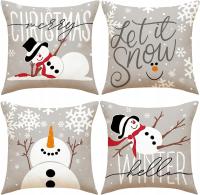 Poszewki na Poduszki Poszewka Dekoracyjna świąteczna 45 x 45cm 4szt Szary