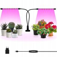 Lampa LED dla Roślin do Doświetlania Wzrostu Uprawy x 2 Panel Timer + Pilot